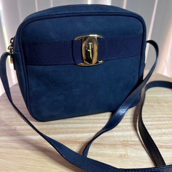 Salvatore Ferragamo Handbags - Salvatore Ferragamo Midnight Blue Crossbody Bag Suede leather